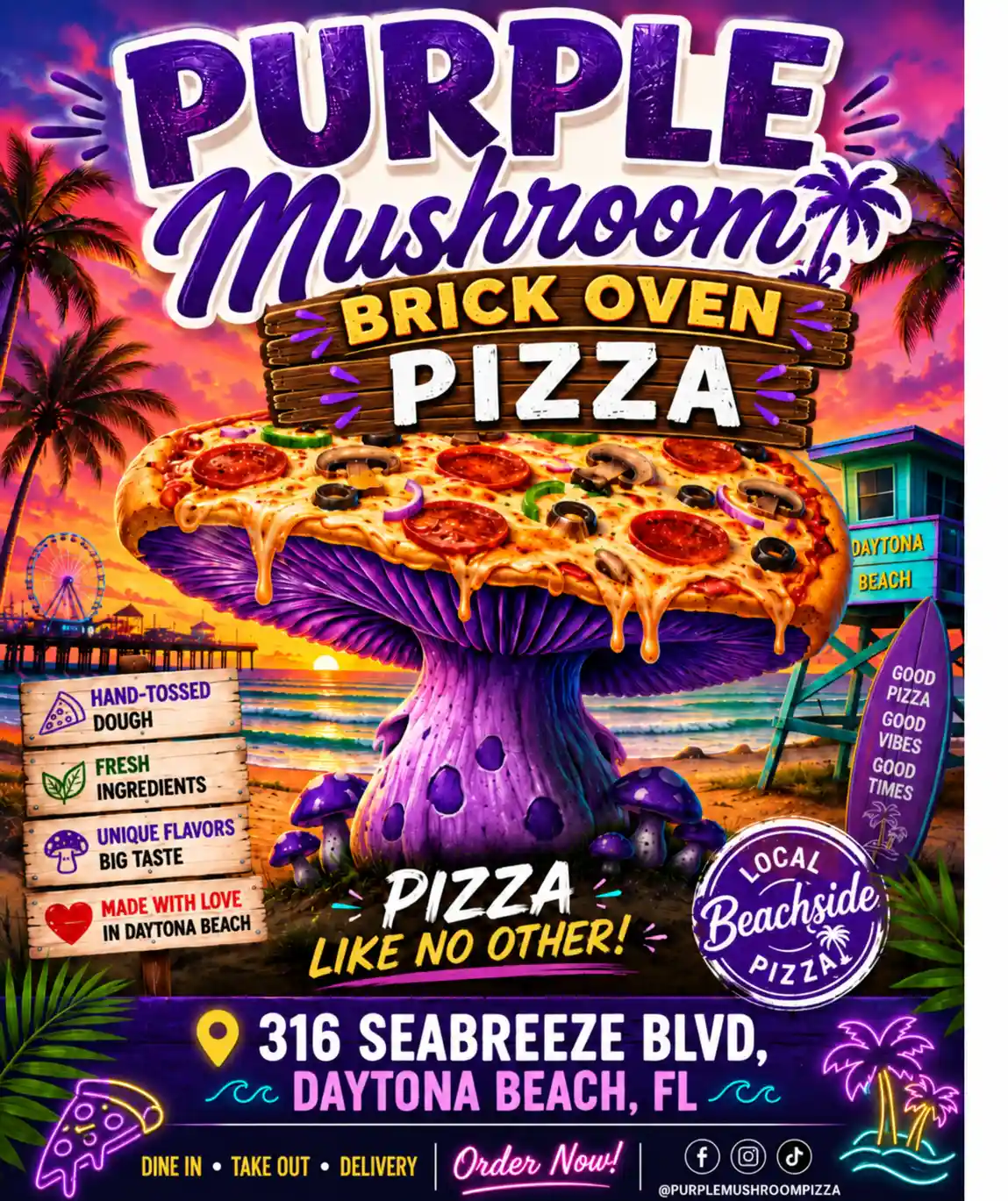 Purple Mushroom - Brick Oven Pizza logo
