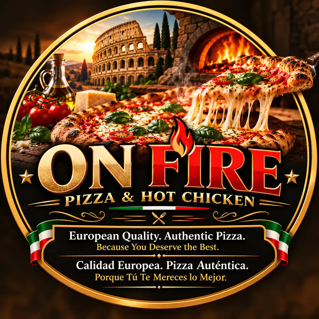 On Fire Pizza & Hot Chicken logo