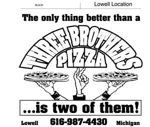 Three Brothers Pizza Lowell MI Logo